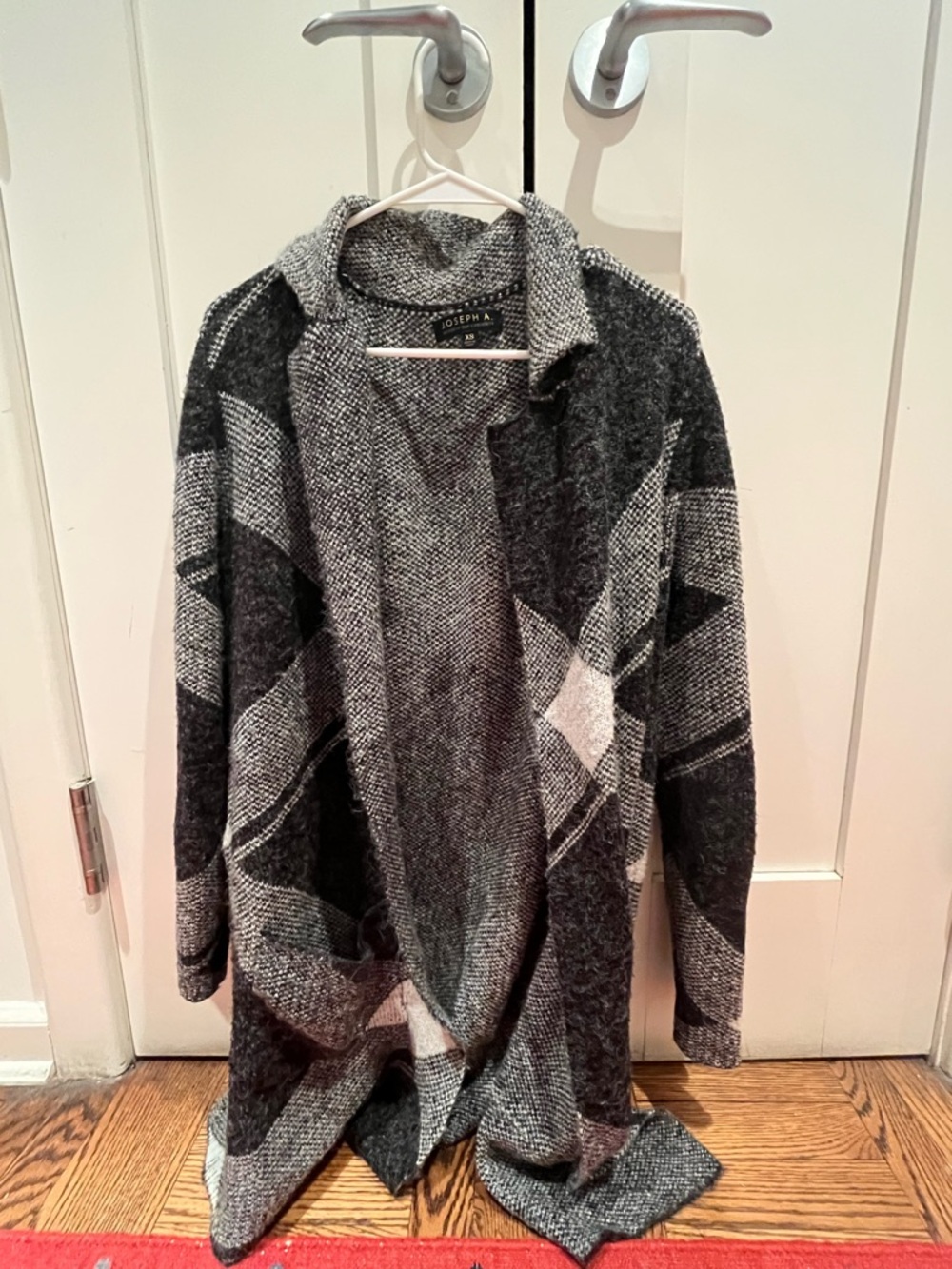 Joseph A. Marled Knit Open-Front Cardigan in Black & Gray